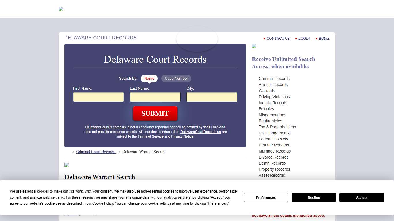 Delaware Warrant Search | DelawareCourtRecords.us